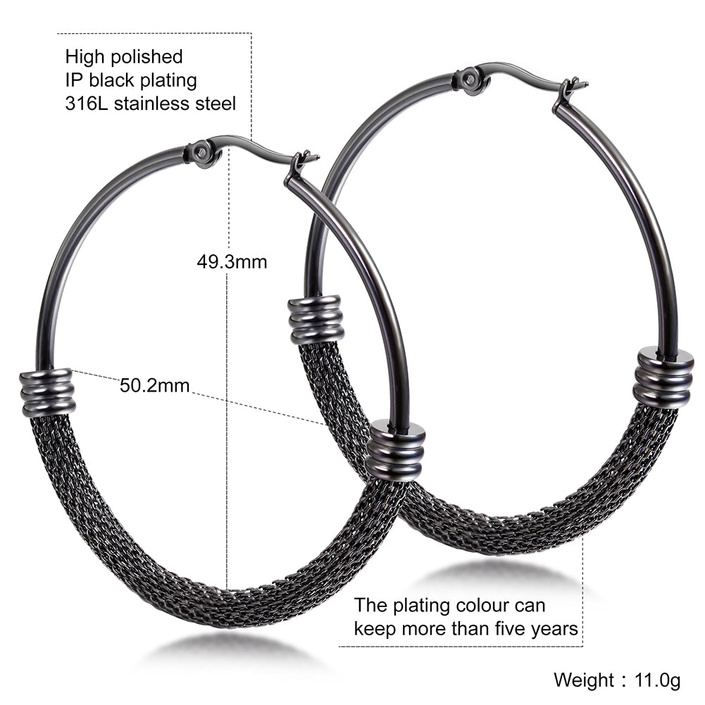 Large circle cable earrings-SCE248ST