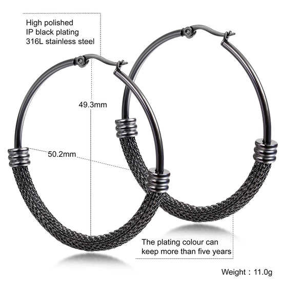Large circle cable earrings-SCE248ST