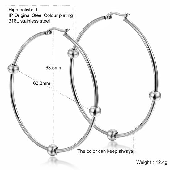 Large circular smooth earrings-SCE249ST