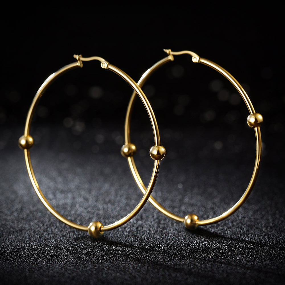 Large circular smooth earrings-SCE249ST