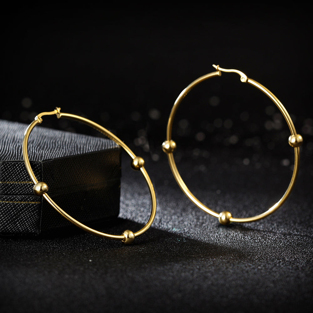 Large circular smooth earrings-SCE249ST