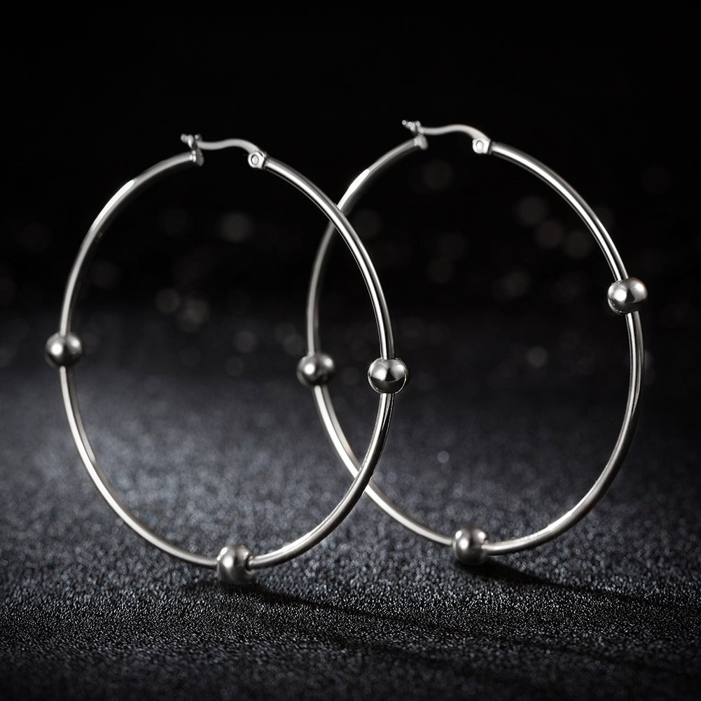Large circular smooth earrings-SCE249ST