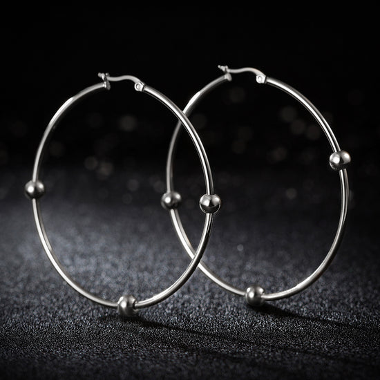 Large circular smooth earrings-SCE249ST