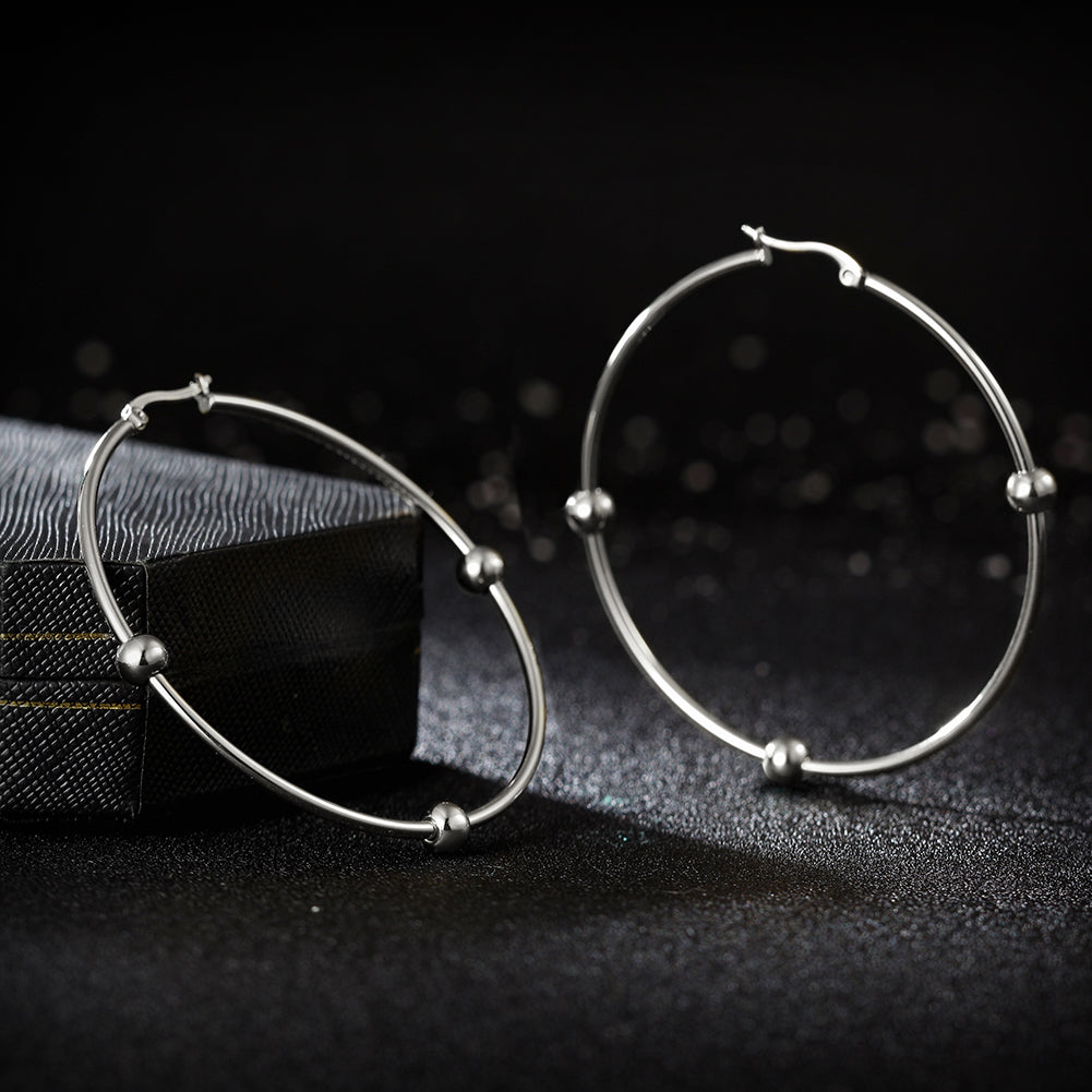 Large circular smooth earrings-SCE249ST
