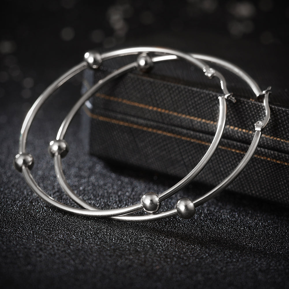 Large circular smooth earrings-SCE249ST