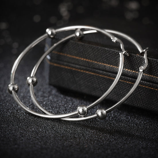 Large circular smooth earrings-SCE249ST