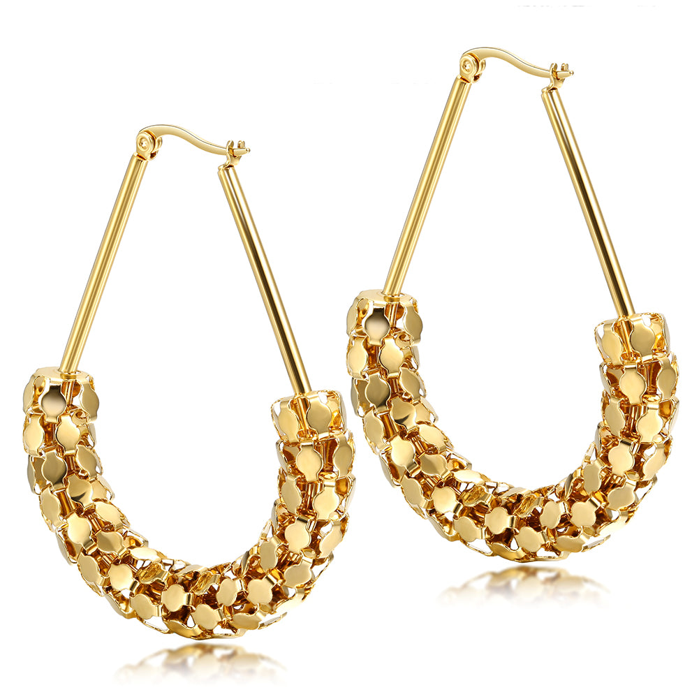 C-shaped smooth hollow earrings-SCE251ST
