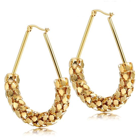C-shaped smooth hollow earrings-SCE251ST