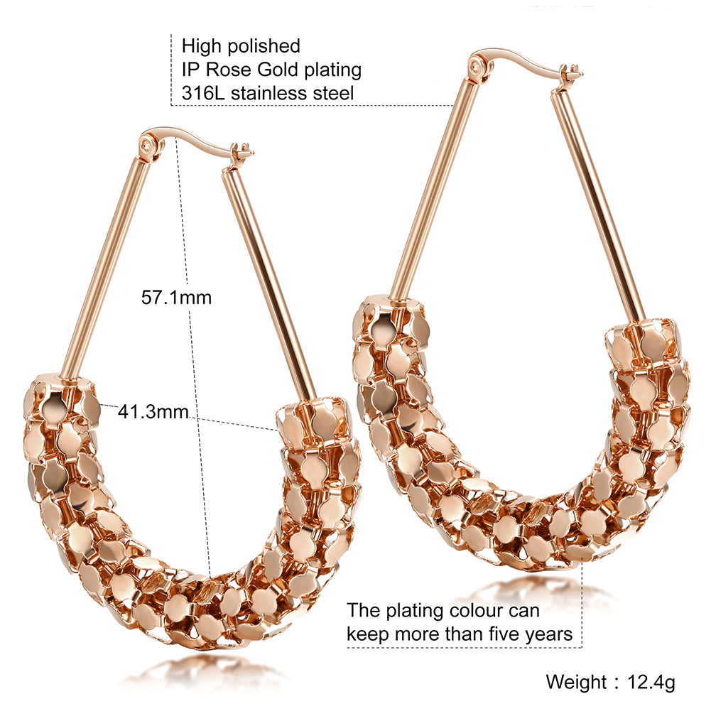 C-shaped smooth hollow earrings-SCE251ST