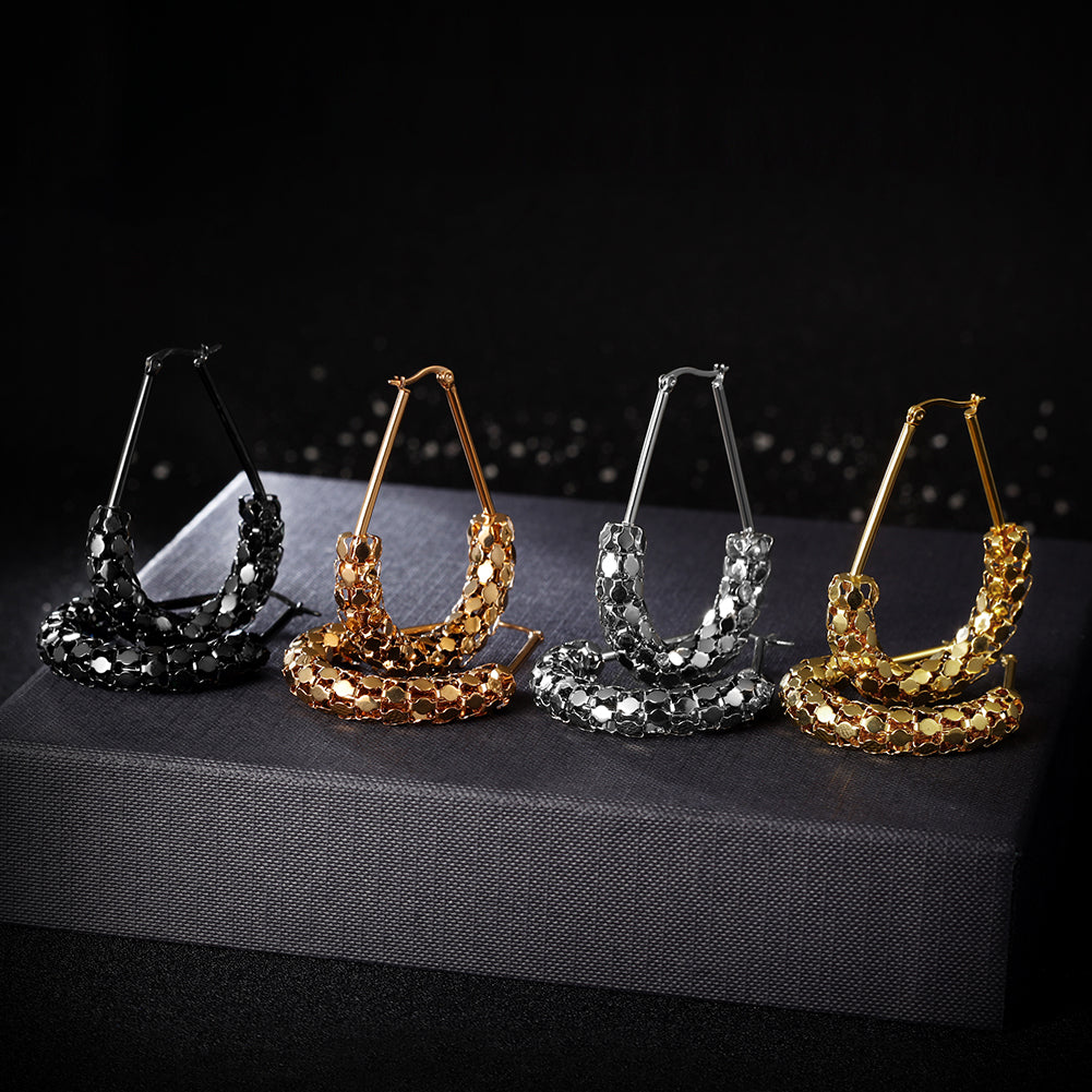 C-shaped smooth hollow earrings-SCE251ST