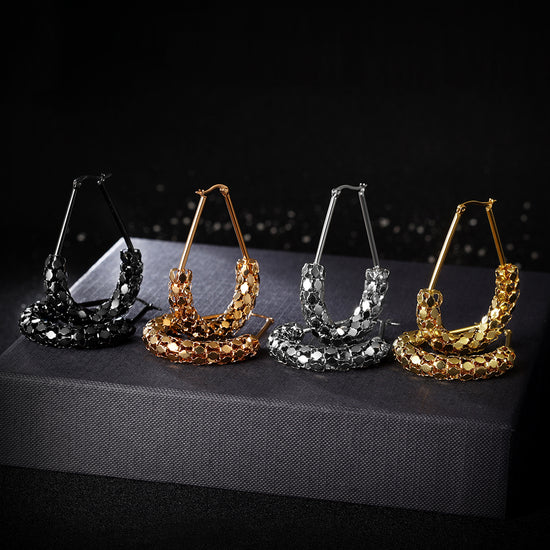 C-shaped smooth hollow earrings-SCE251ST