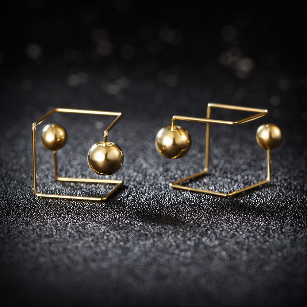 Spherical smooth creative earrings-SCE252ST