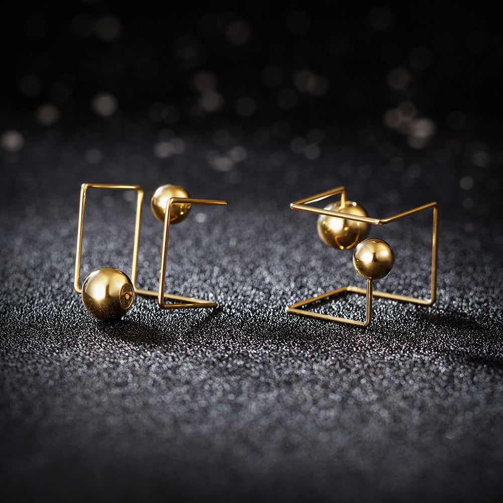 Spherical smooth creative earrings-SCE252ST