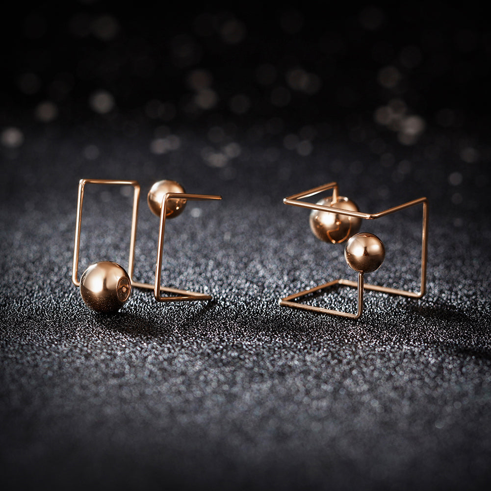 Spherical smooth creative earrings-SCE252ST