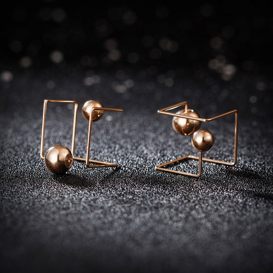 Spherical smooth creative earrings-SCE252ST