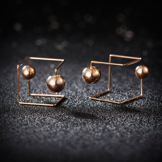 Spherical smooth creative earrings-SCE252ST