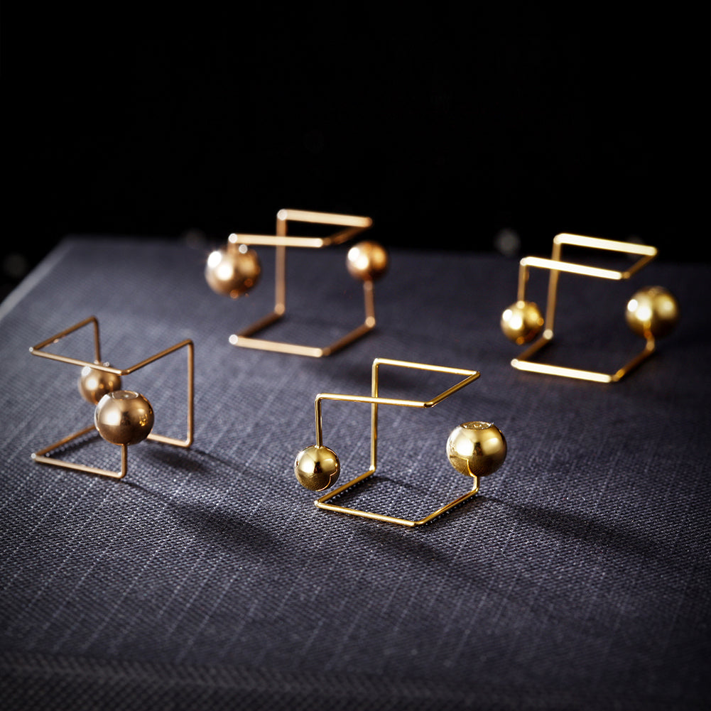 Spherical smooth creative earrings-SCE252ST