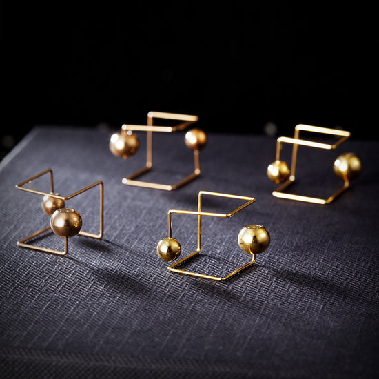 Spherical smooth creative earrings-SCE252ST