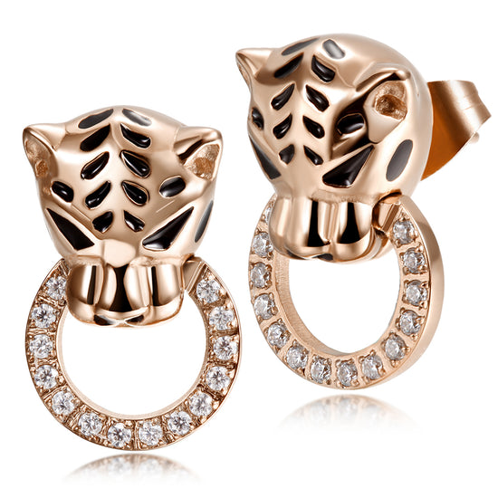 Leopard Head Zircon Earrings-SCE253ST