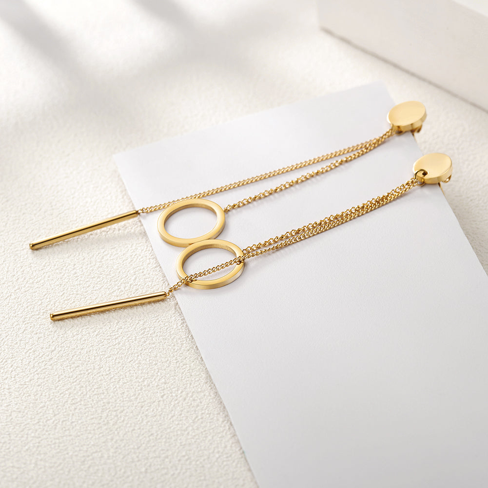 Chain ring earrings-SCE257ST