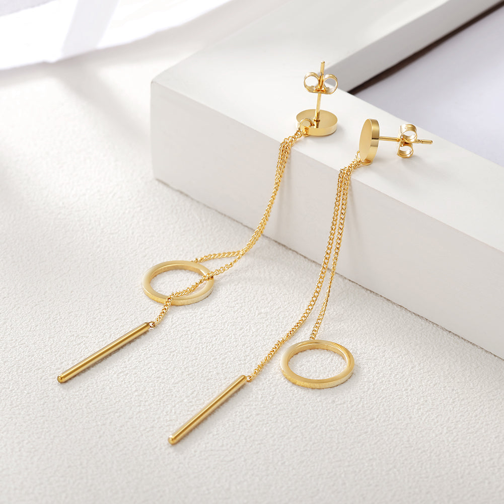 Chain ring earrings-SCE257ST