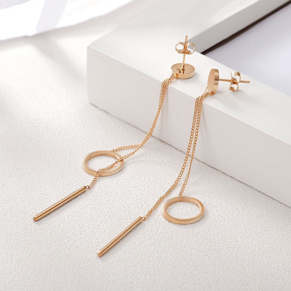 Chain ring earrings-SCE257ST