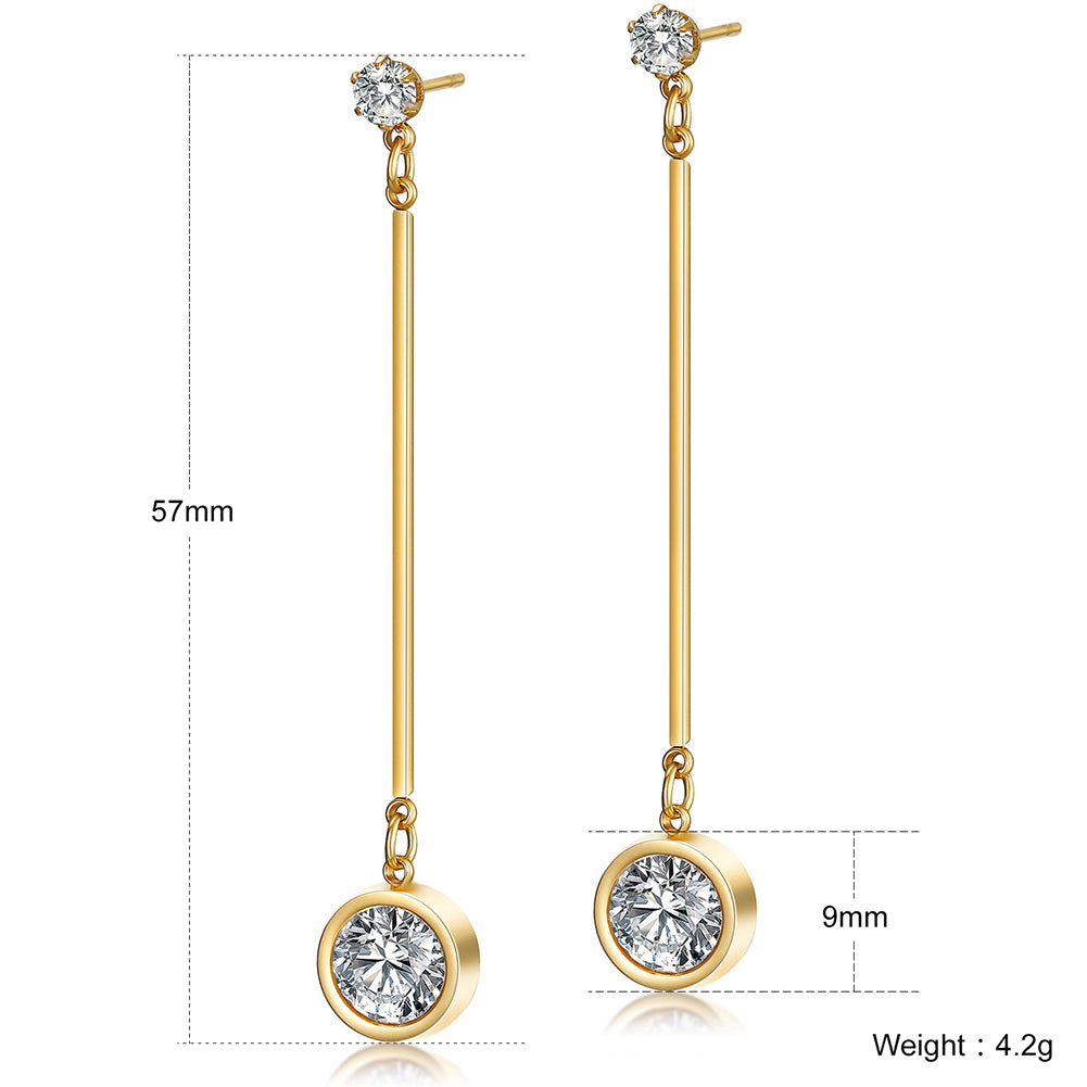 Straight circular zircon earrings-SCE260ST