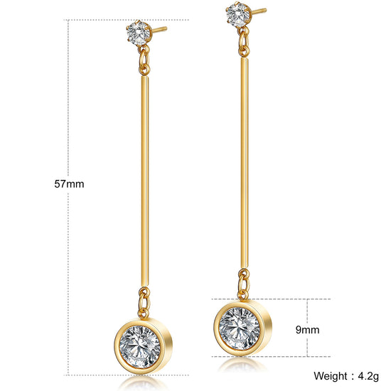 Straight circular zircon earrings-SCE260ST