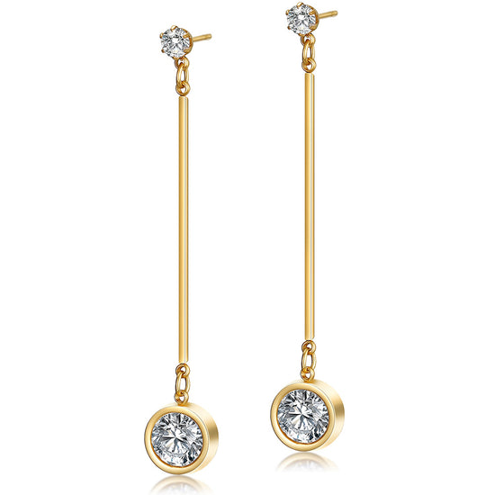 Straight circular zircon earrings-SCE260ST