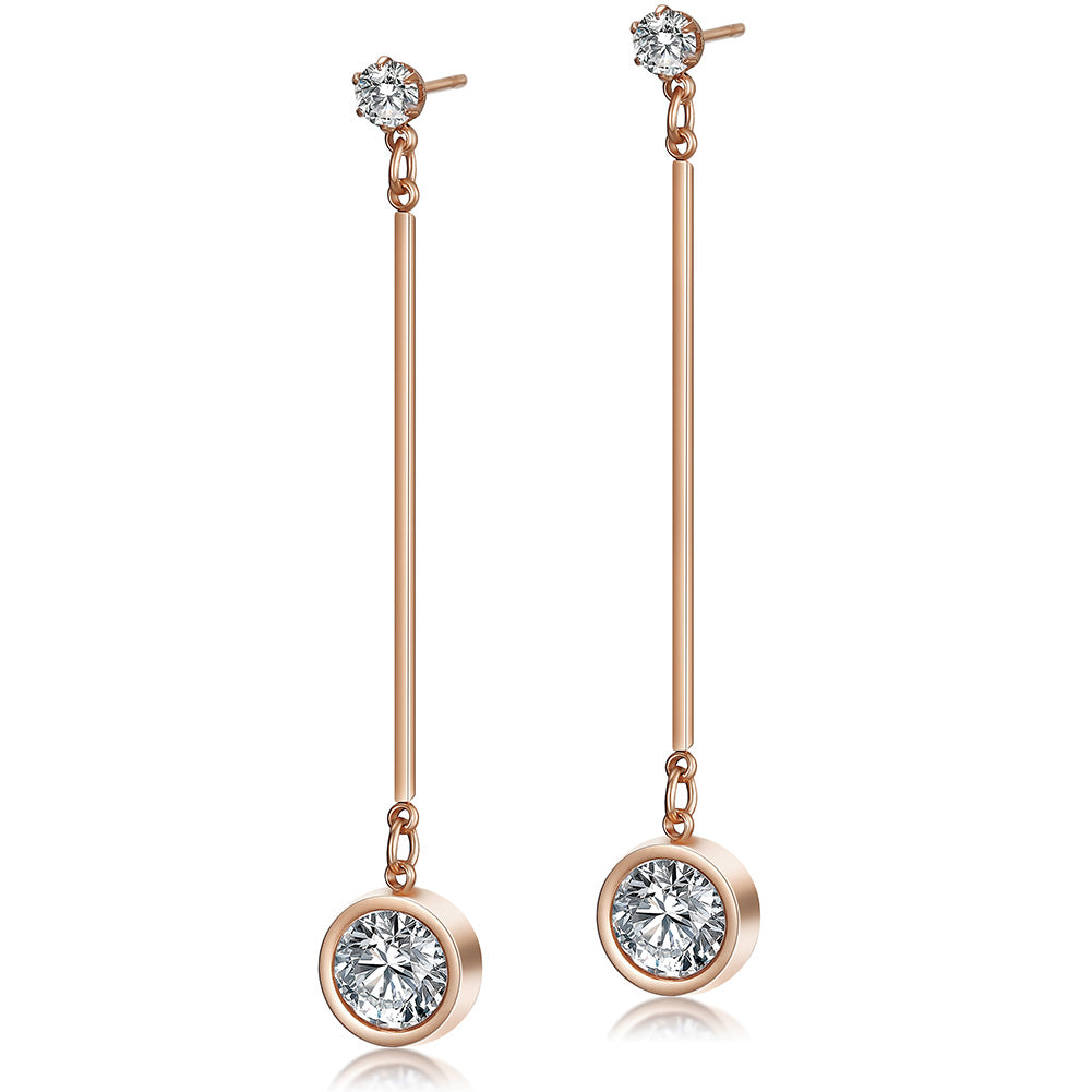 Straight circular zircon earrings-SCE260ST