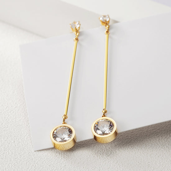 Straight circular zircon earrings-SCE260ST