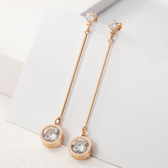Straight circular zircon earrings-SCE260ST