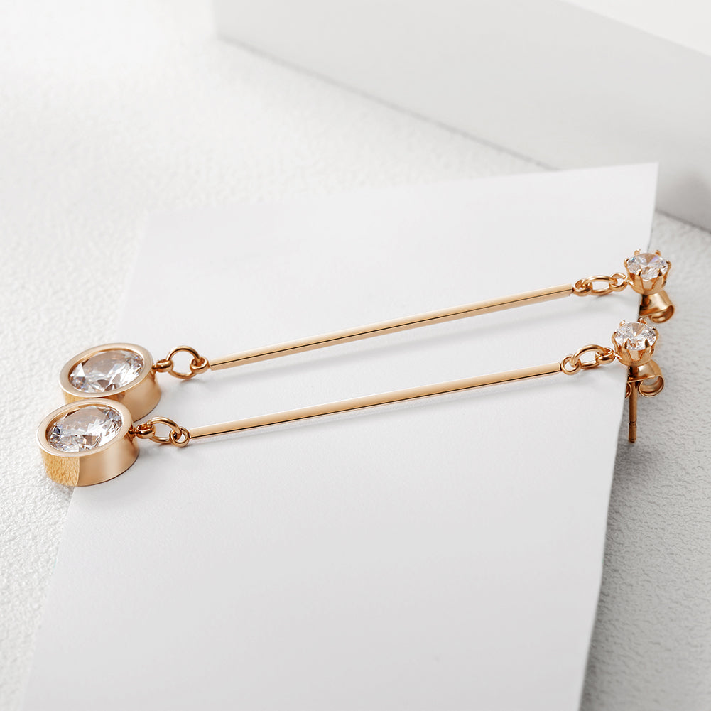 Straight circular zircon earrings-SCE260ST