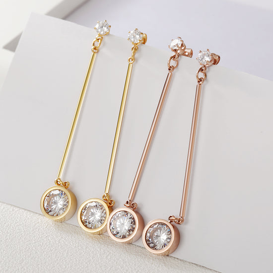 Straight circular zircon earrings-SCE260ST