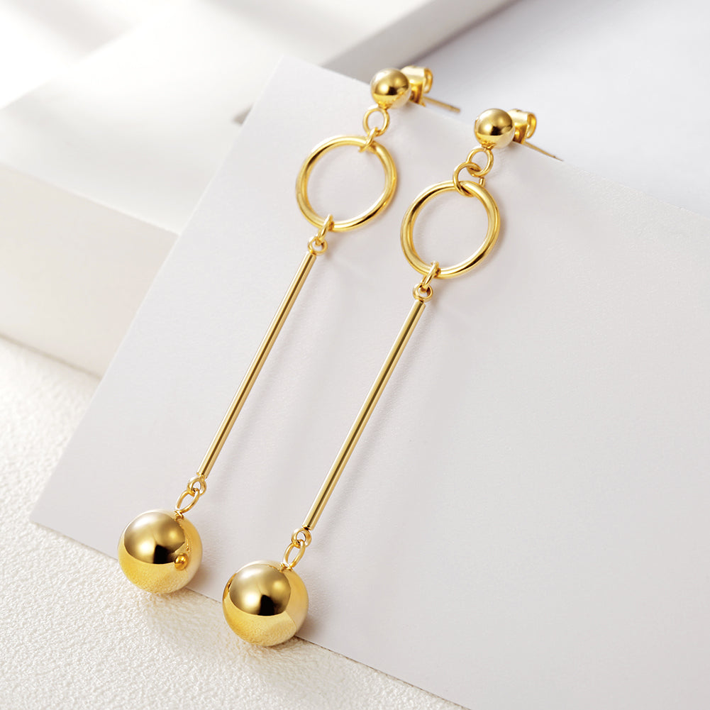Golden round ball earrings-SCE262ST