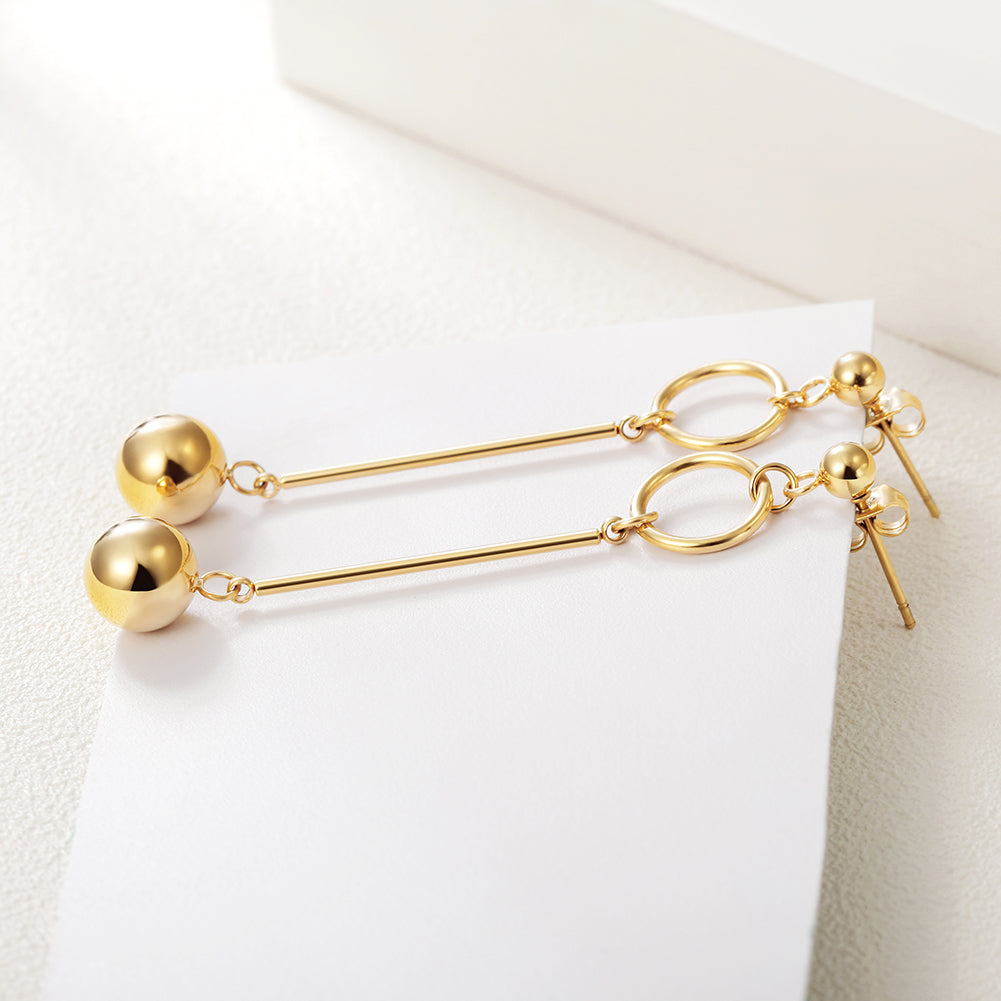 Golden round ball earrings-SCE262ST