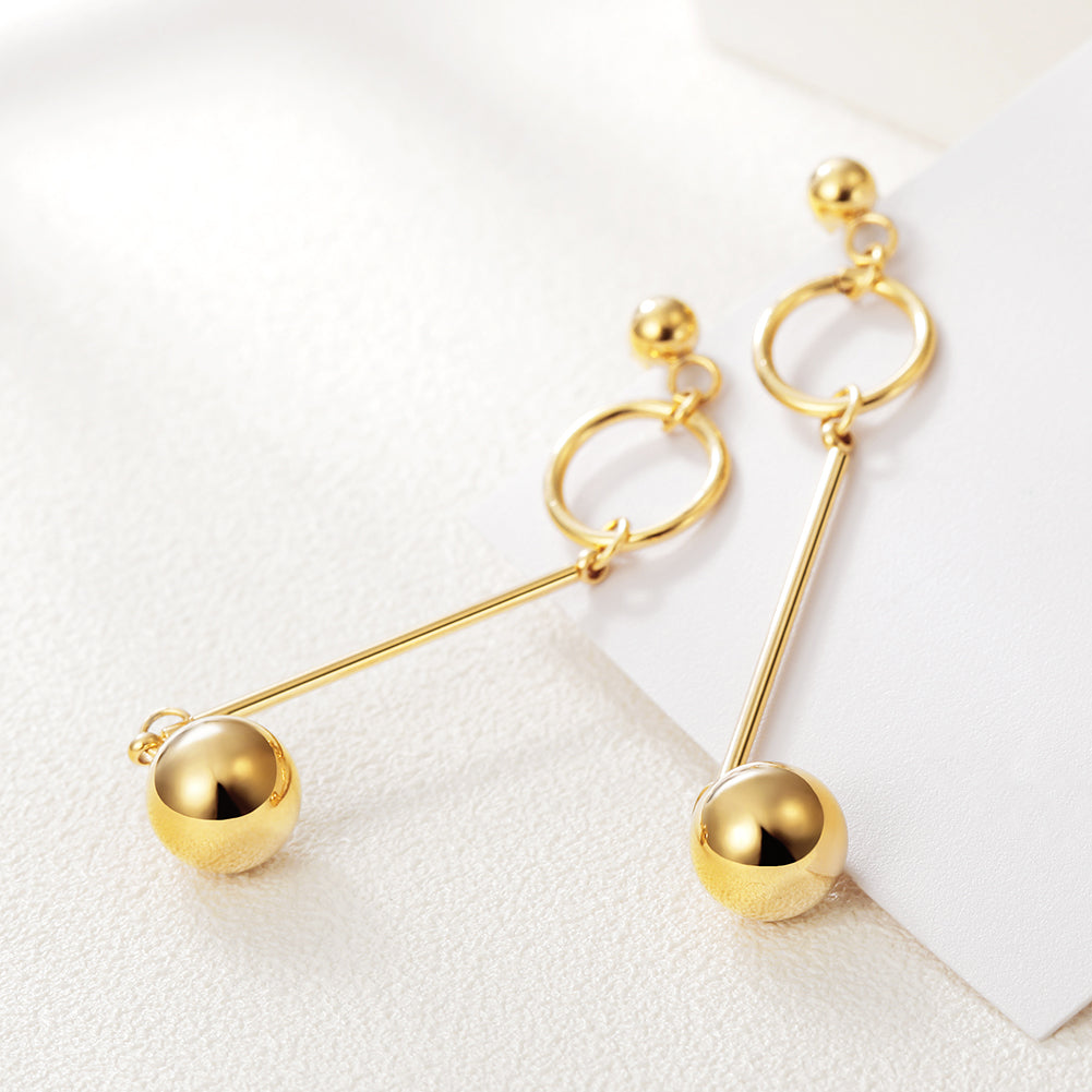 Golden round ball earrings-SCE262ST