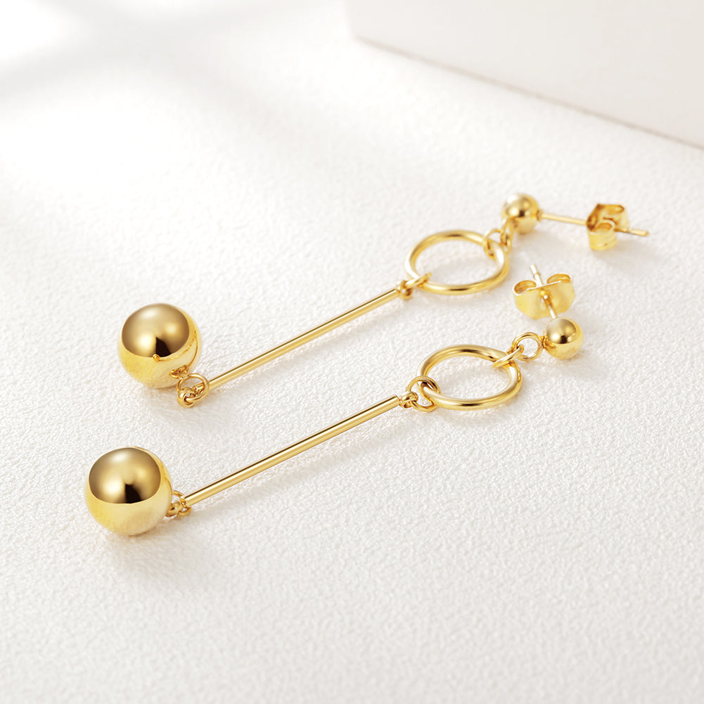 Golden round ball earrings-SCE262ST