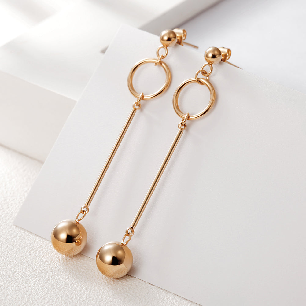 Golden round ball earrings-SCE262ST