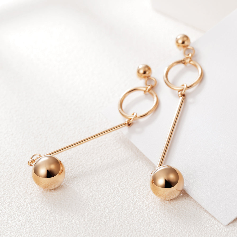 Golden round ball earrings-SCE262ST