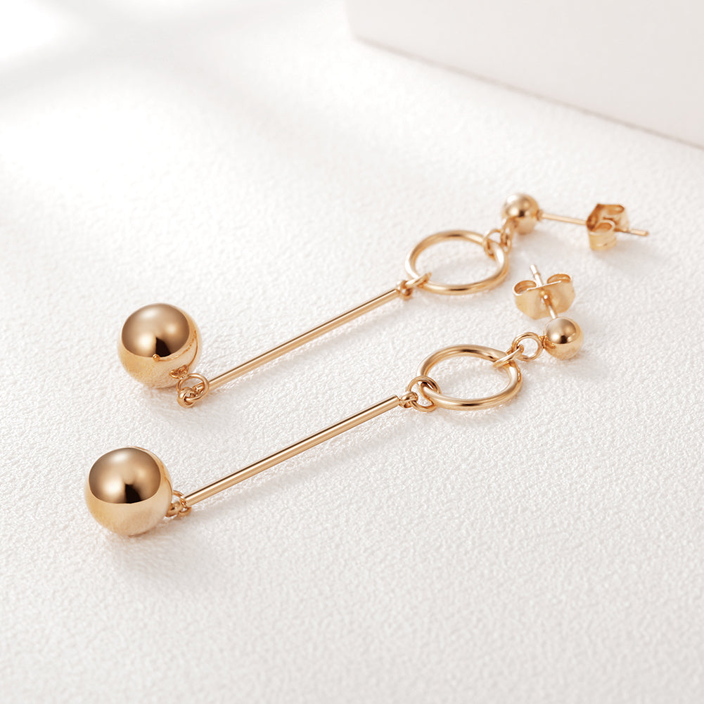 Golden round ball earrings-SCE262ST