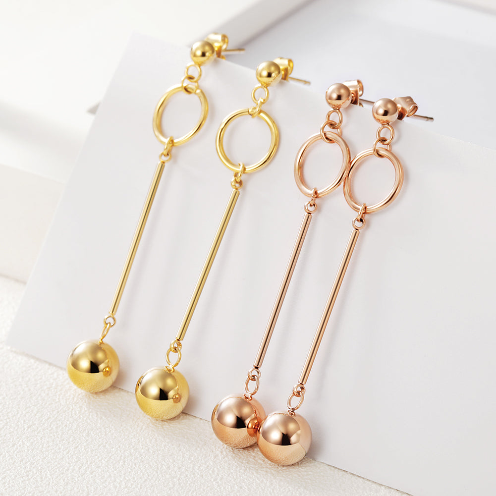 Golden round ball earrings-SCE262ST
