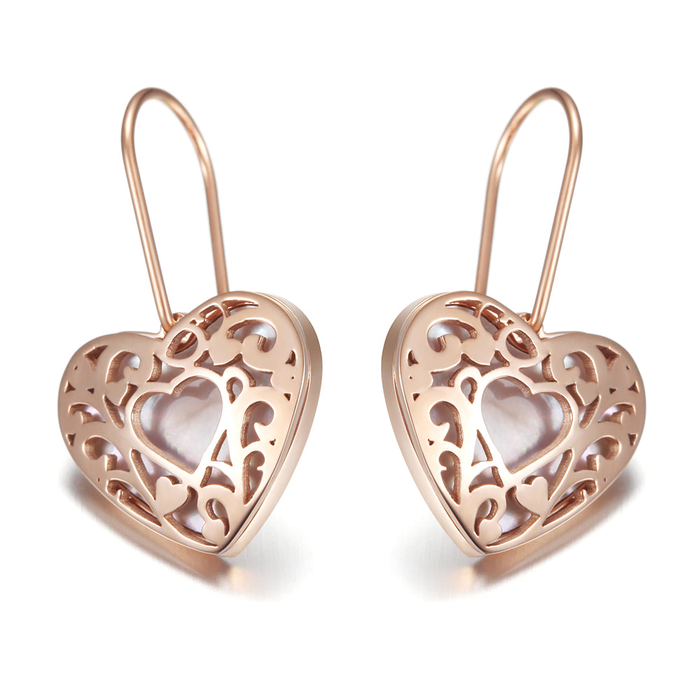 Heart hollow stainless steel earrings-SCE279ST