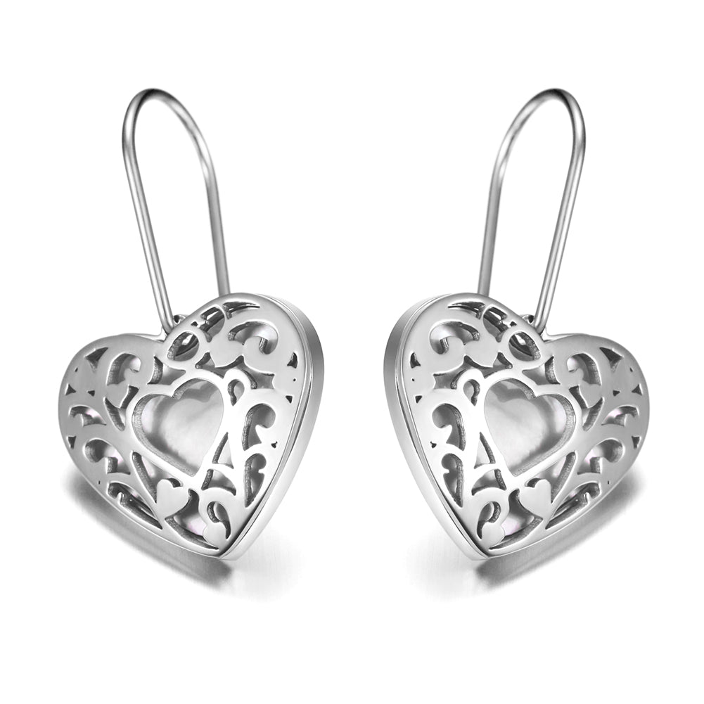 Heart hollow stainless steel earrings-SCE279ST