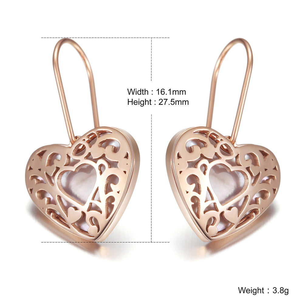 Heart hollow stainless steel earrings-SCE279ST