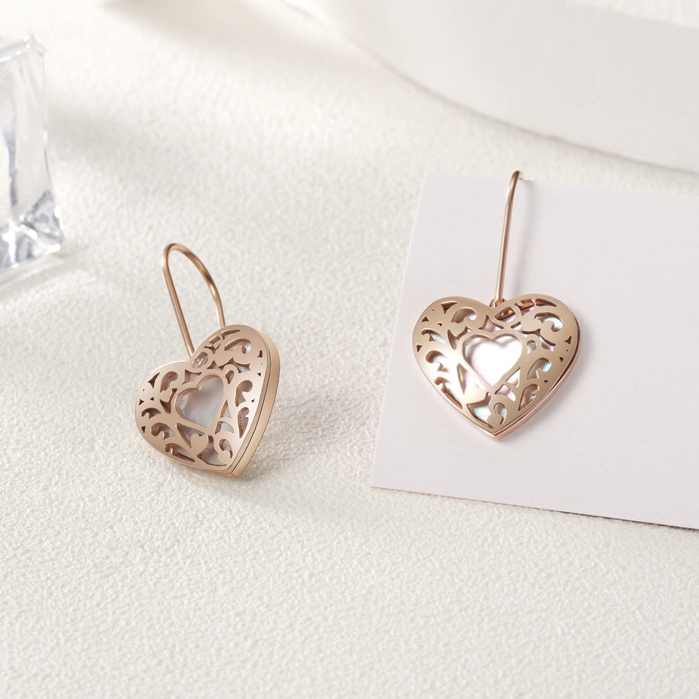 Heart hollow stainless steel earrings-SCE279ST