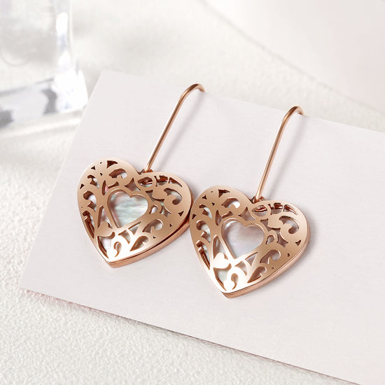 Heart hollow stainless steel earrings-SCE279ST