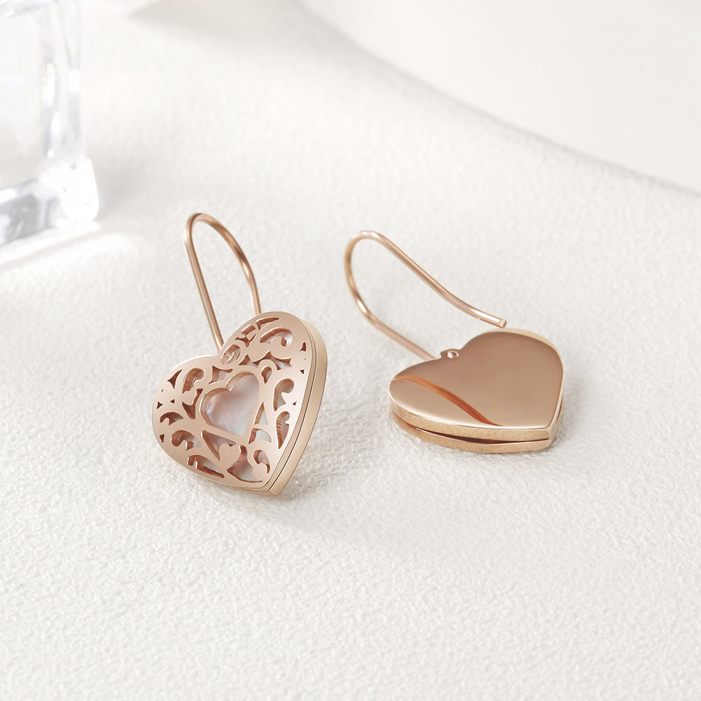 Heart hollow stainless steel earrings-SCE279ST