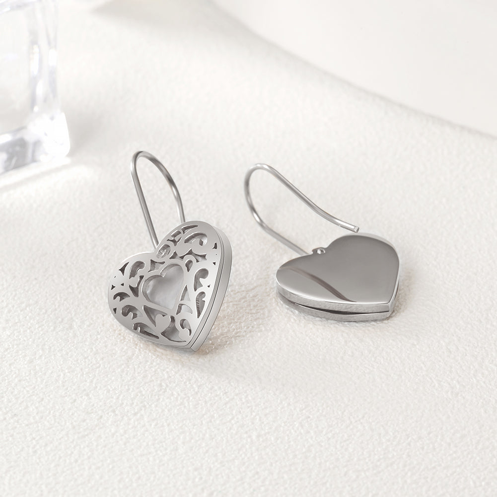 Heart hollow stainless steel earrings-SCE279ST