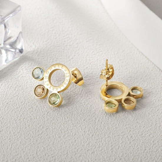 Circle letter gemstone earrings-SCE280ST